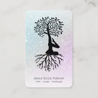 *~*  Tree of Life Pastel QR Zen Glitter Yoga Business Card