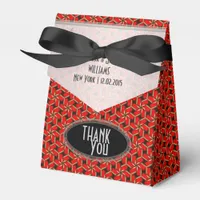 Red Hexagon Swirl Wedding Party Favor Boxes