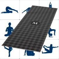 Gray Black Plaid Tartan Monogram Initial Yoga Mat