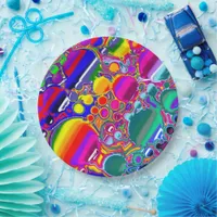 Rainbow Blast Abstract Art   Paper Plates