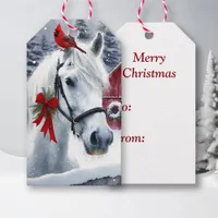 Beautiful Holiday Horse with Cardinal  Gift Tags