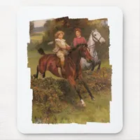 His First Fence Boy and Horse Jumping Fence Mouse Pad