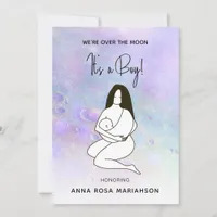 * Mother Mom Holding Baby Moon Crater Shower Boy Invitation