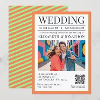 Coral & Mint Magazine Wedding Photo Invitation