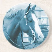 Western Horse in Shades of Blue Coaster
