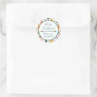 Merry Christmas  | Watercolor Pine Trees Christmas Classic Round Sticker