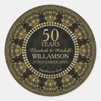 Batik Sunshine Gold Anniversary  Classic Round Sticker