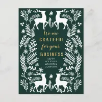 Green Scandinavian Nordic Reindeer Business  Holiday Postcard