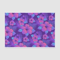 Purple Tropical Flowers Tissue Paper