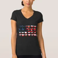 Love USA America Flag Doodle Hearts T-Shirt