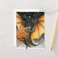 Halloween Bat With Candy Postcard