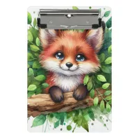 Cute Red Fox Watercolor Mini Clipboard