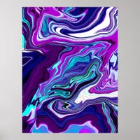Purple, Blue and Teal Abstract Modern Art   Poster