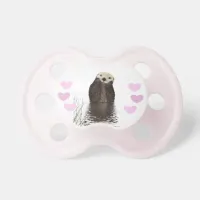 Pink Otter and Pink Hearts Pacifier