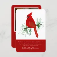 Cardinal Photo Sympathy Funeral Thank You Card