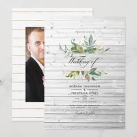 Rustic Greenery Country Barn Wedding Photo Invitation