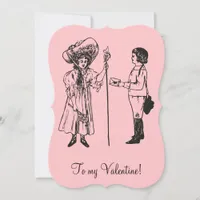 Vintage To my Valentine boy girl letter pink Holiday Card