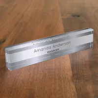 Silver metallic name title desk name plate