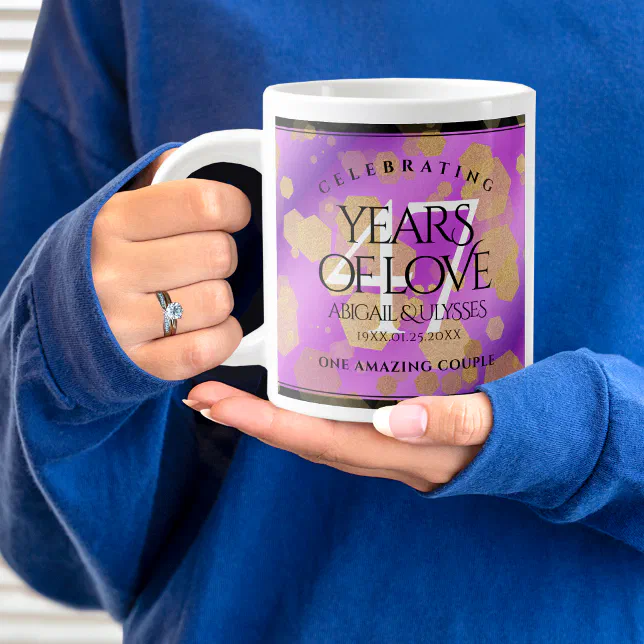 Elegant 47th Amethyst Wedding Anniversary Giant Coffee Mug