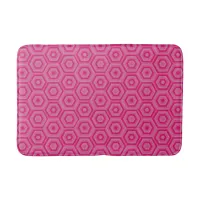 Modern Geometric Pink Nested Hexagons Bath Mat