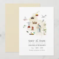 Colombia Destination Wedding Map Save The Date