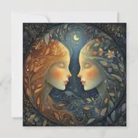 Gemini Twins Zodiac Astrology Celestial Birthday Card