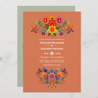 Terracotta & Sage Mexican Folk Art Fiesta Wedding Invitation