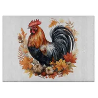 Handsome Watercolor Autumn Rooster Cutting Board