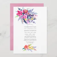 Colorful Watercolor Floral Celebration of Life Invitation