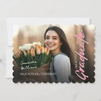 Pink Script Photo Grandmillennial Graduation  Invitation