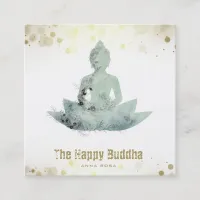 *~* Buddha QR Floral SAGE Lotus AP33 Square Business Card