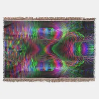 Psychedelic Rainbow Love Heart Woven Throw Blanket