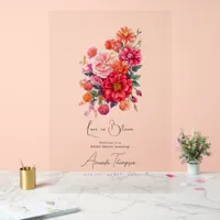 Love in Bloom Transparent Bridal Shower Welcome Acrylic Sign