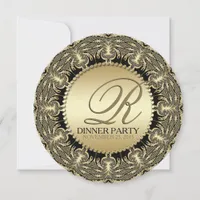 Tribal Baroque Golden Dinner Party (Round) Invitation