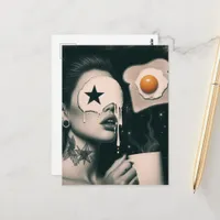 Surreal Toast, Eggs, and Coffee woman  Postcard