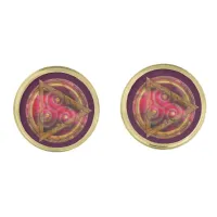 Crimson Celtic Mandala of Energy Cufflinks