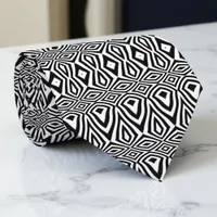 Black And White Geometric Mosaic Optical Illusion Neck Tie