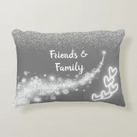 White glitter, monogrammed on gray | accent pillow