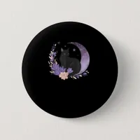 Cat Witchy Moon Flowers Pastel Goth Goblincore Button