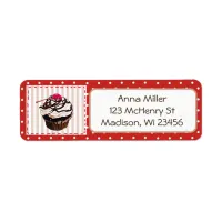 Chocolate Cupcake Red Polka Dot Whimsical Labels