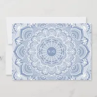 Elegant dusty blue white lace mandala classic thank you card