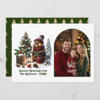 Woodland Beaver Cozy Forest Christmas Magic Photo Holiday Card
