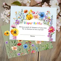 Wildflower Sage Green Diaper Raffle Baby Shower Enclosure Card