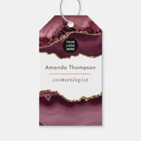 Burgundy and Gold Geode Agate Precious Stone Gift Tags