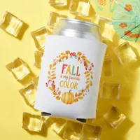 Fall is my Favorite Color Autumn Leaves Wreath Can Cooler