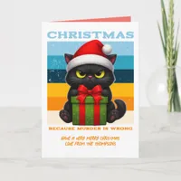 Tinsel Tide Funny Cat Retro Christmas Photo Holiday Card