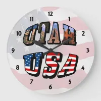 Utah Picture and USA Flag Text Large Clock