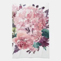 Elegant Feminine Pink Watercolor Floral Kitchen Towel