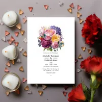 Jewel-tones and Green Floral Wedding Invitation