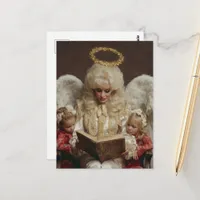 Blond Angel Woman Reading to Children Postcard